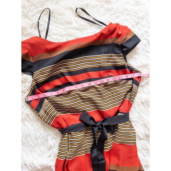 Vintage J.R. JR Nites by Carol Lin Red and Black Striped Knee Length Dress size - Picture 6 of 10